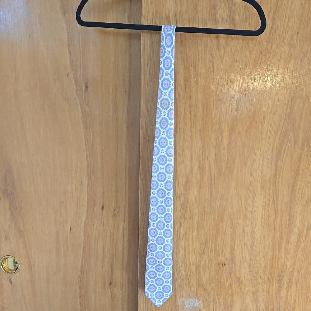 Elegant Blue and Yellow Patterned Tie 100% silk (7)